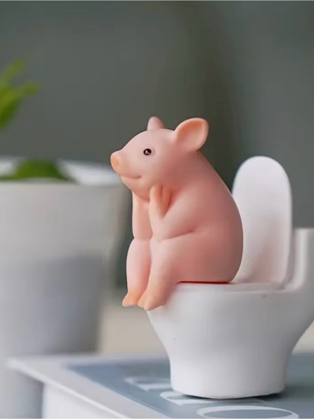 Pink Pig Figurine Bath Accessory - Decorative Resin Toy